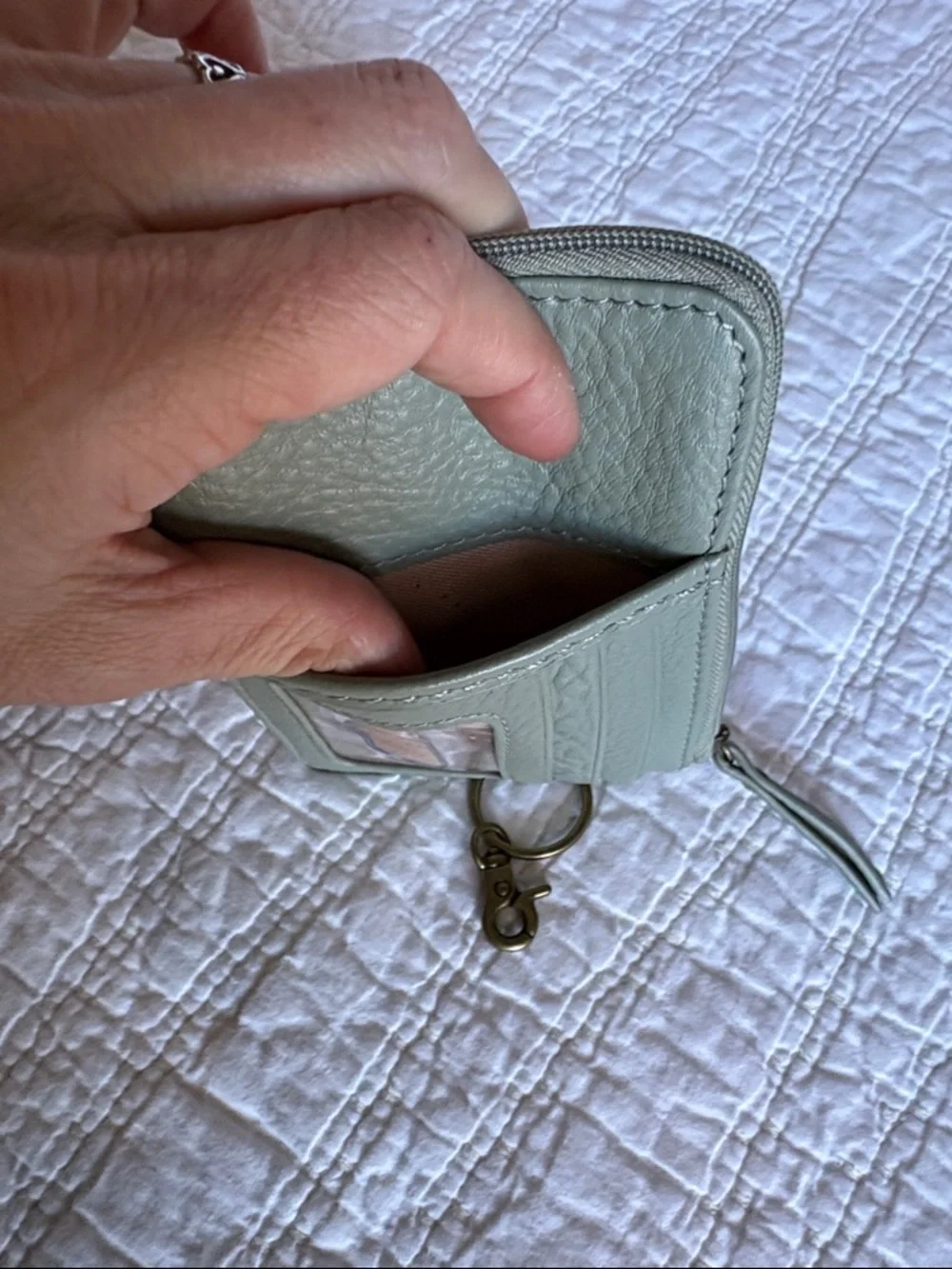 The Sak Mint Green Leather Card Case with Key Ring - Picture 6 of 6